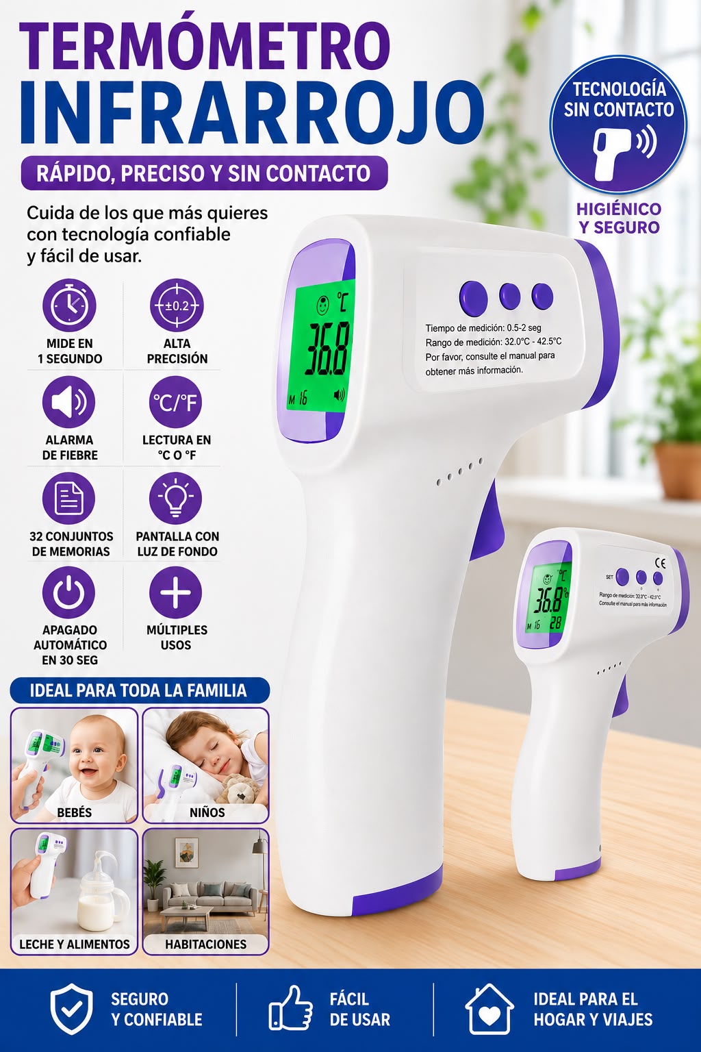 Termómetro Infrarrojo Digital Sin Contacto