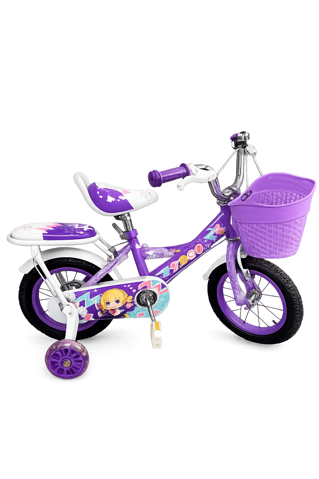 Bicicleta Infantil Morada con Canasta 12"
