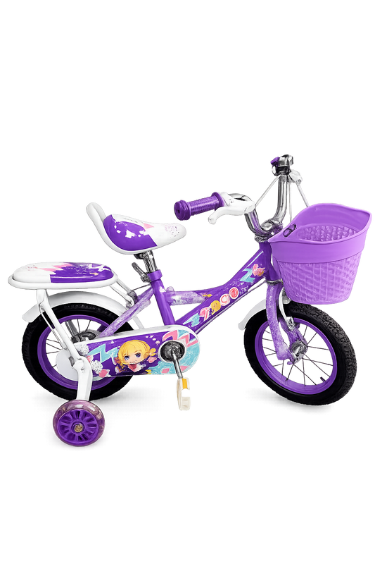 Bicicleta Infantil Morada con Canasta 12"
