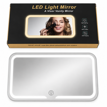 Espejo con Luz LED para Tapasol de Carro – 3 Modos, Color Blanco