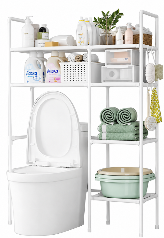 Organizador Estante para Inodoro 2 Capas con Repisas Laterales – Blanco o Negro