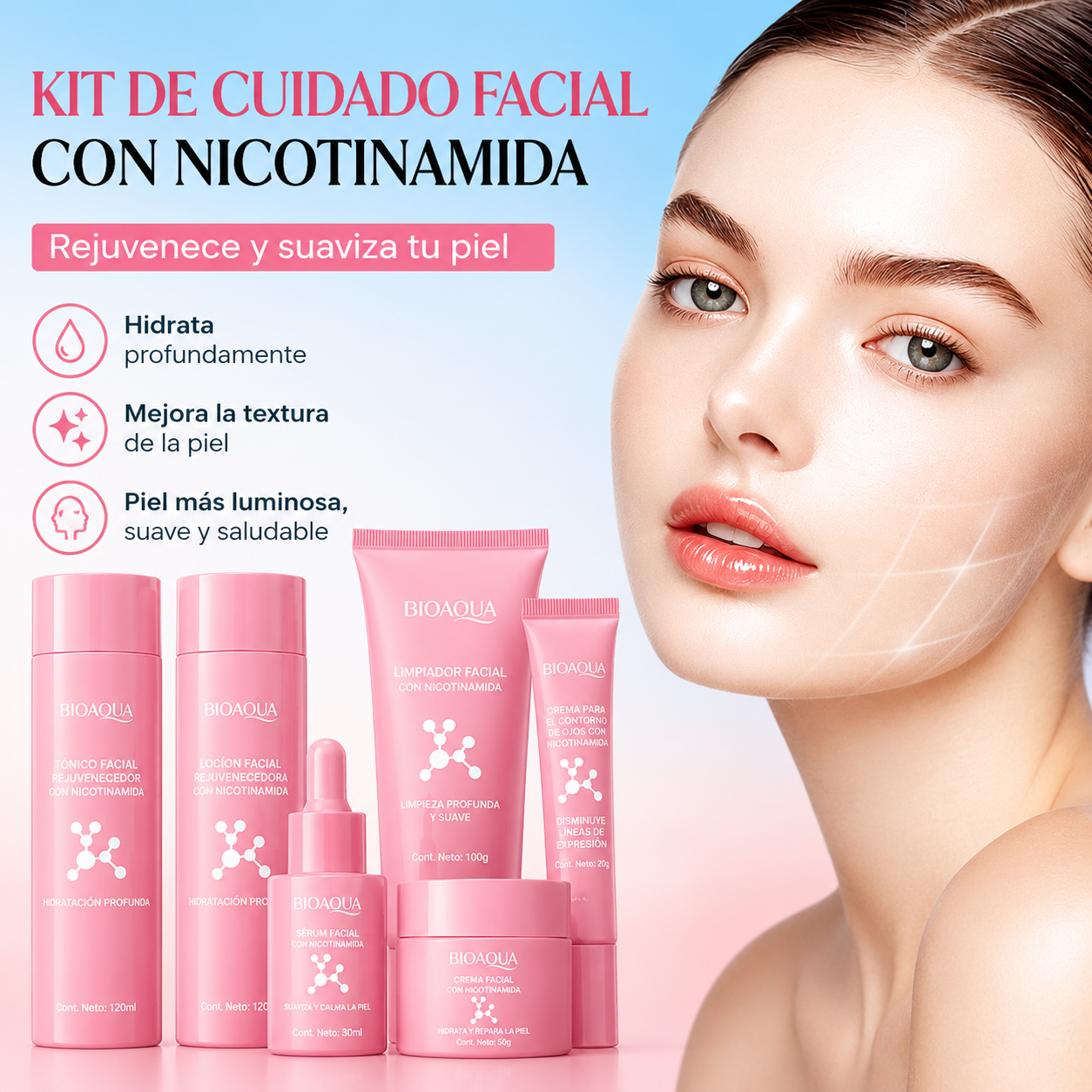Kit de Cuidado Facial BIOAQUA con Nicotinamida