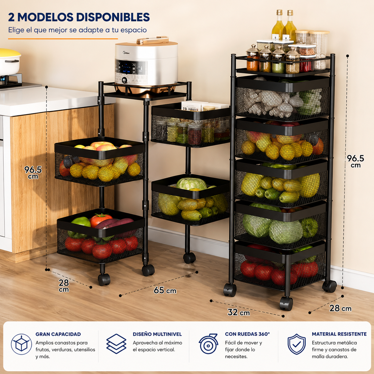 Organizador Vertical Cuadrado 5 Compartimientos 95 cm