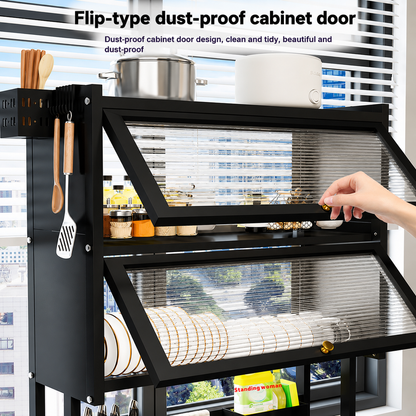 Organizador Rack Doble Puerta Acrílica para Fregadero – Acero Inoxidable Negro