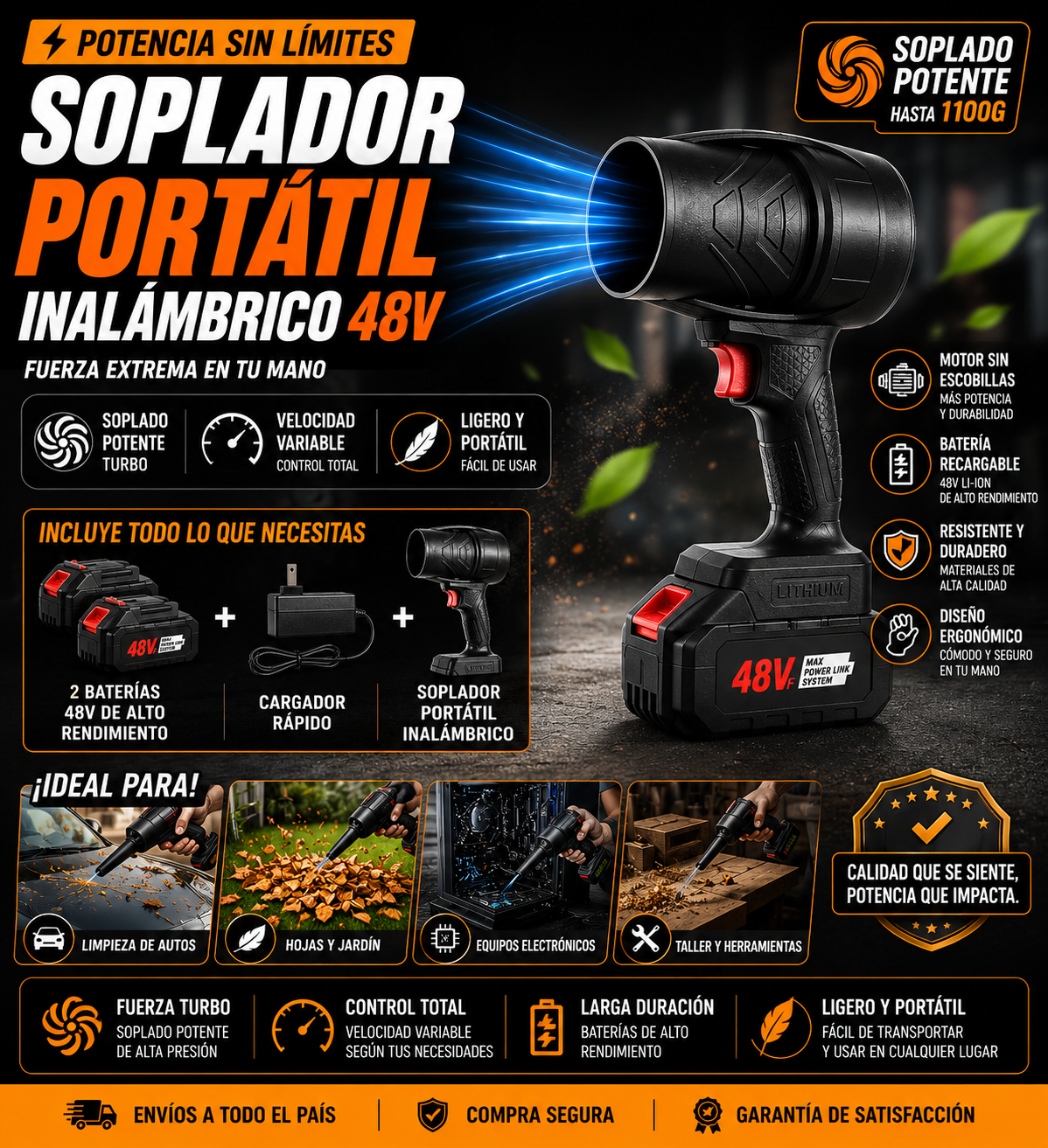 Soplador Turbofán Inalámbrico Serie Huracán – 48V