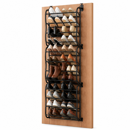 Zapatera Vertical para Puertas – 12 Niveles, 36 Pares, Color Negro