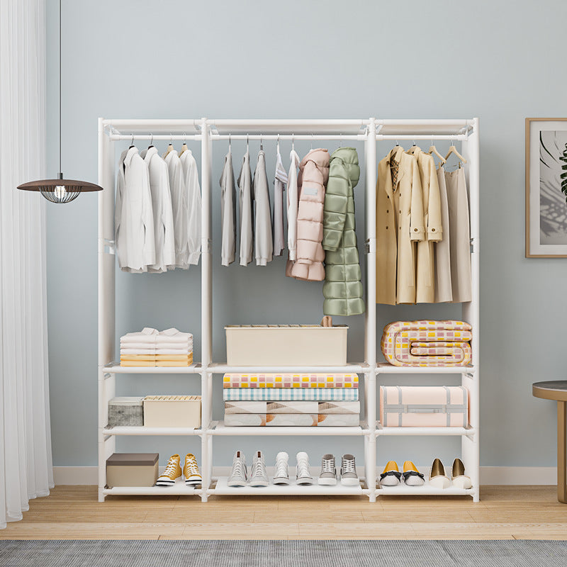 Closet Armable de Tela con Estructura de Acero Reforzado –  3 Filas, Color Blanco o Negro