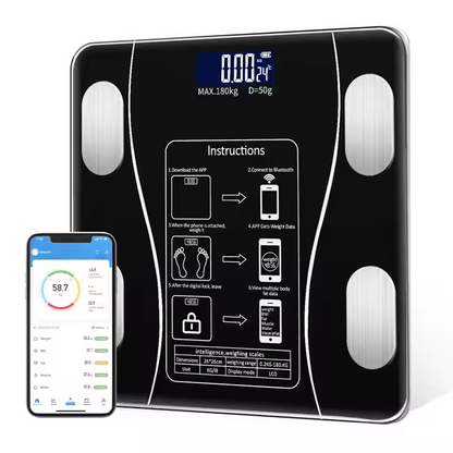 Báscula Digital Inteligente con Análisis Corporal – Vidrio Templado Negro