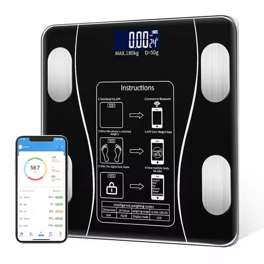 Báscula Digital Inteligente con Análisis Corporal – Vidrio Templado Negro