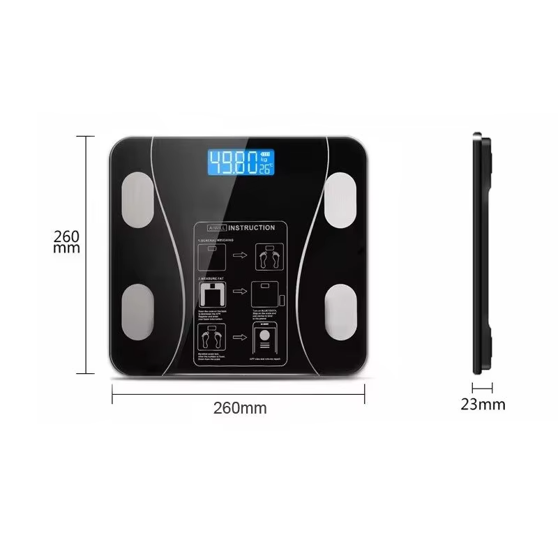 Báscula Digital Inteligente con Análisis Corporal – Vidrio Templado Negro