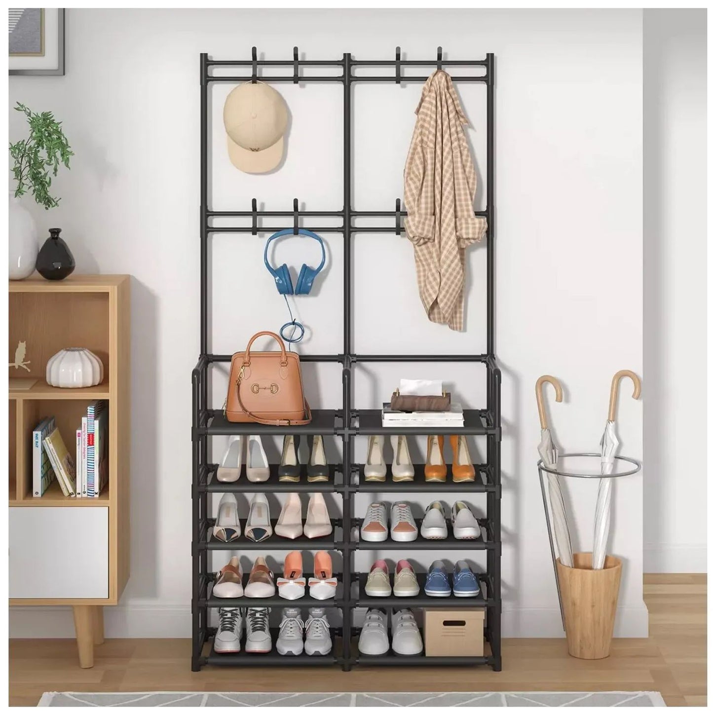Zapatera Organizador con 5 Niveles y 8 Ganchos – 172 cm
