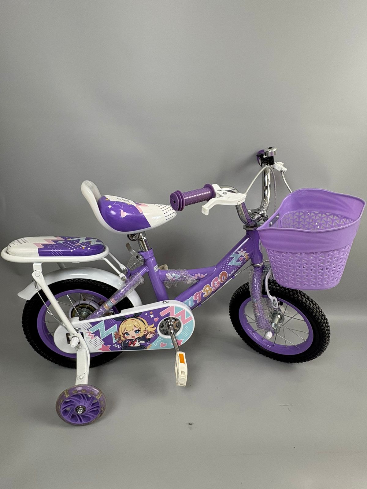 Bicicleta Infantil Morada con Canasta 12"