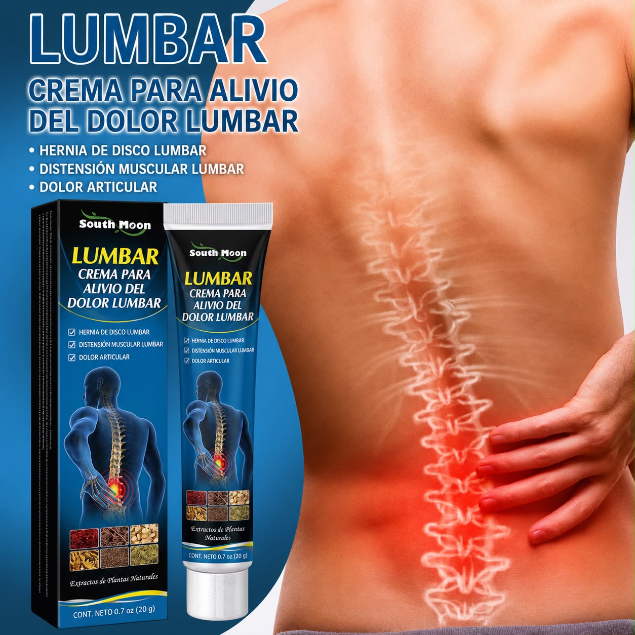 Crema South Moon – Alivio para Dolor Lumbar y Muscular