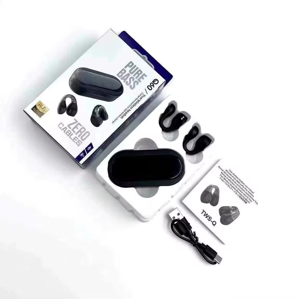 Audífonos Inalámbricos Q60 TWS Pure Bass – Open-Ear Clip-On