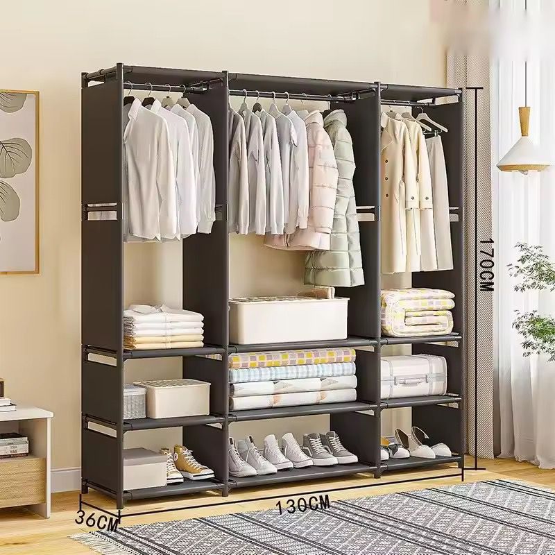 Closet Armable de Tela con Estructura de Acero Reforzado –  3 Filas, Color Blanco o Negro