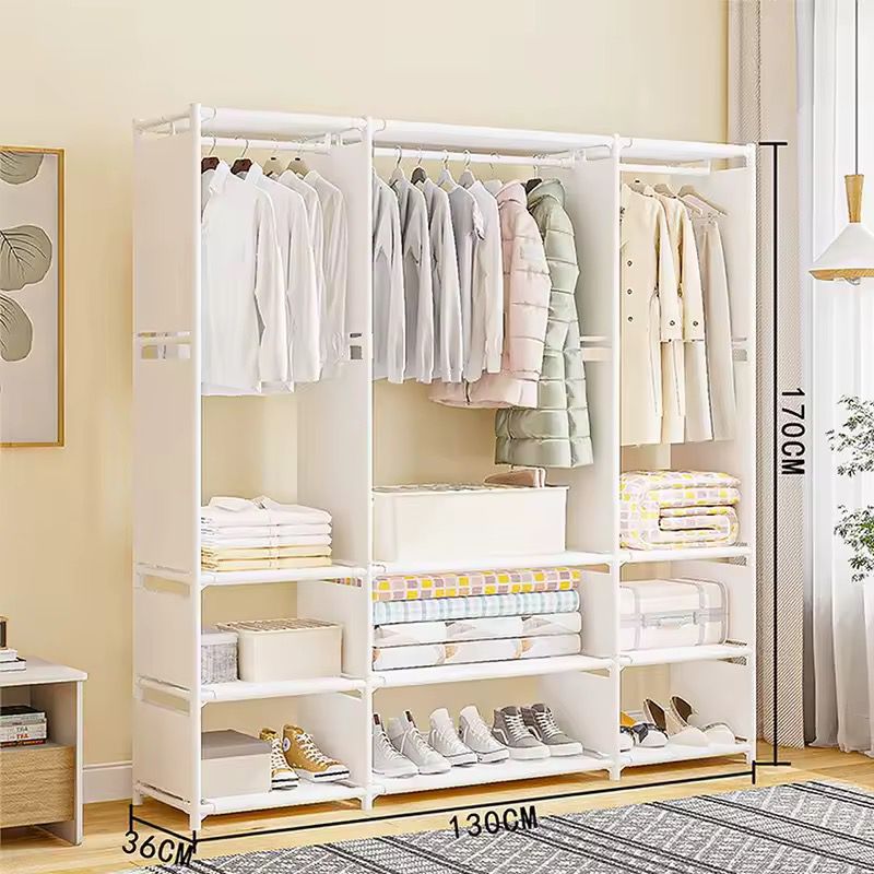 Closet Armable de Tela con Estructura de Acero Reforzado –  3 Filas, Color Blanco o Negro