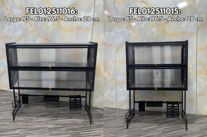 Organizador Rack Doble Puerta Acrílica para Fregadero – Acero Inoxidable Negro