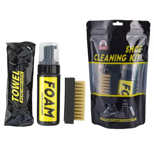 Kit de Limpieza para Zapatos BIKI | Espuma Limpiadora con Cepillo y Paño