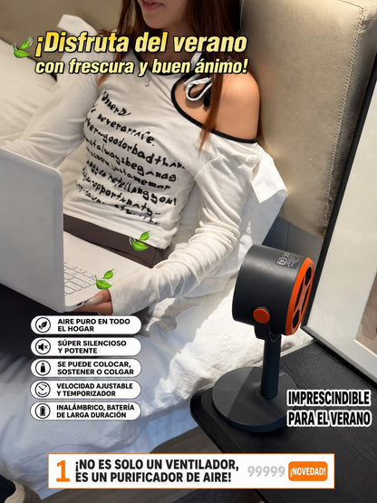 Ventilador de Circulación y Purificador de Aire 2 en 1 – Inalámbrico y Portátil