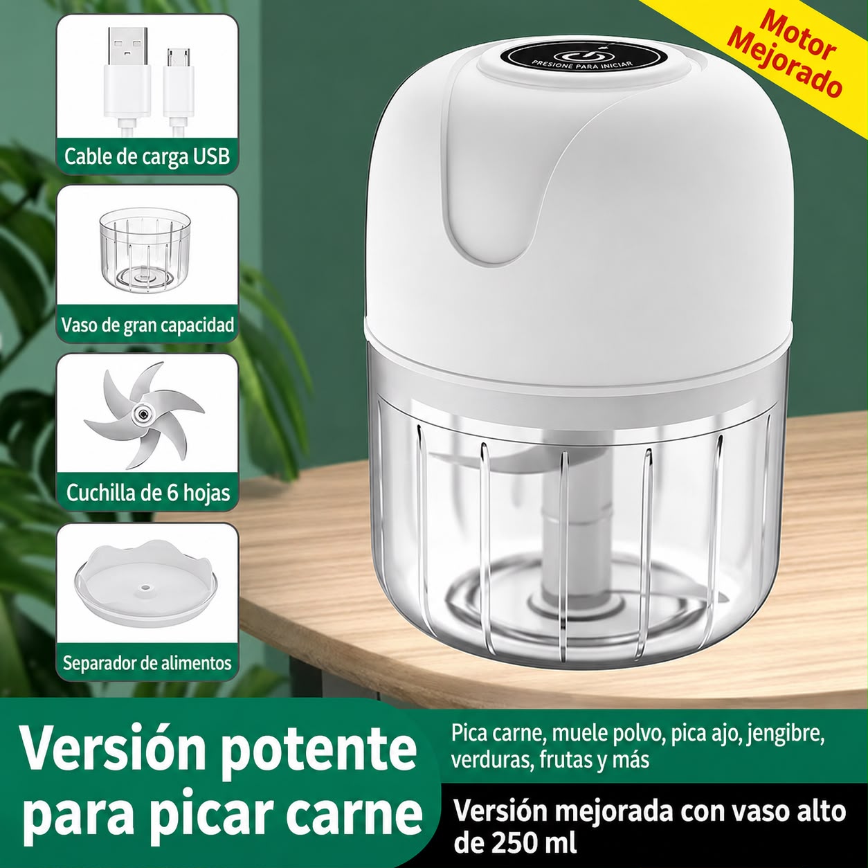 Mini Procesador Eléctrico Recargable