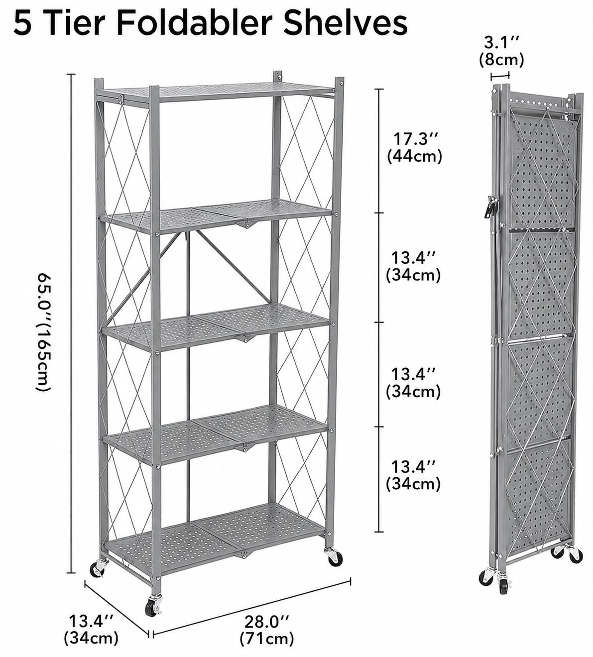 Estante Multiusos Plegable 5 Niveles con Ruedas – 160x71 cm