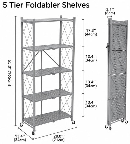 Estante Multiusos Plegable 5 Niveles con Ruedas – 160x71 cm