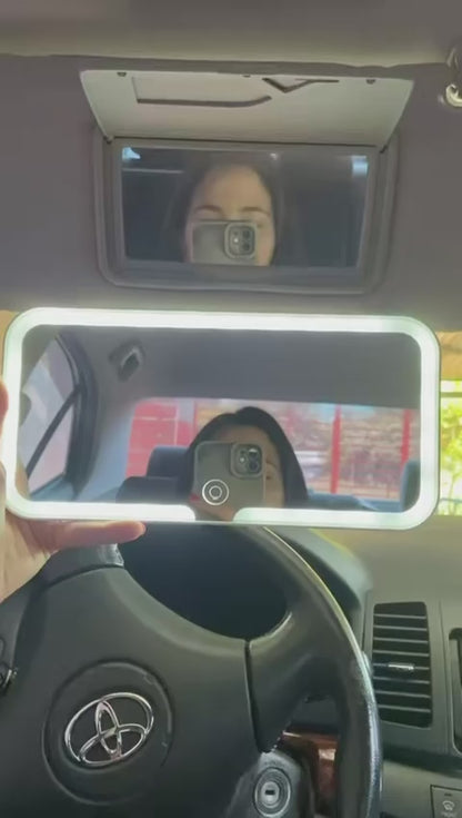 Espejo con Luz LED para Tapasol de Carro – 3 Modos, Color Blanco